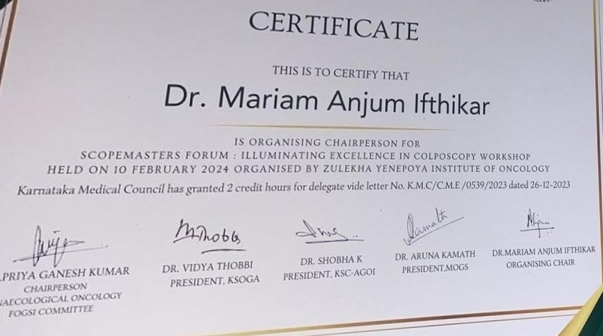 Dr. Mariam Anjum — Colposcopy Workshop — Organising Chairperson